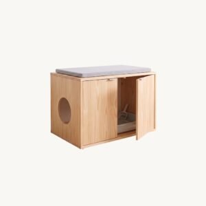 arenero para gatos en madera